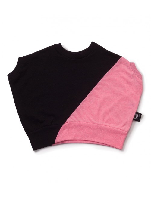 Camiseta Nununu Half & Half Round Shirt Black & Pink