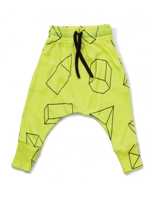 Pantalon Nununu Geometric Baggy Pants Neon Yellow